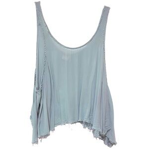 Intimately FP Teal Flowy Oversized Boho Tank Top – Raw Hem Romantic Bohemian XS